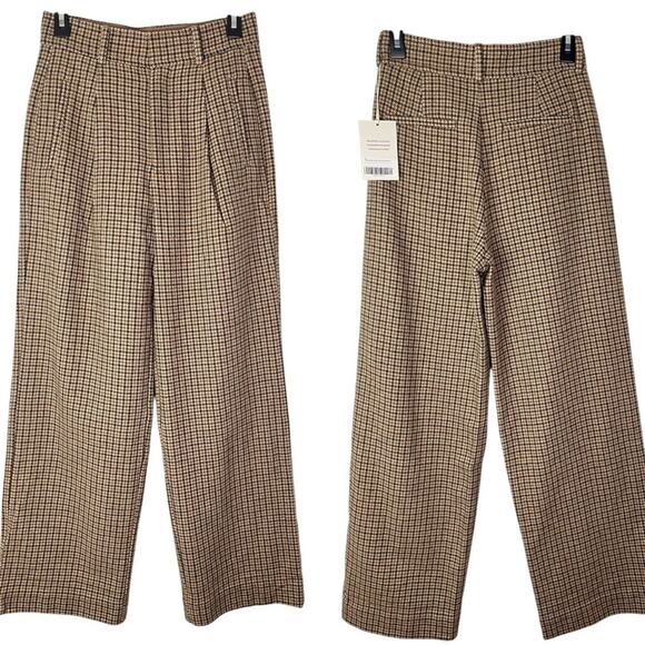 Everlane Pants - New Everlane The Draper High Rise Wide Leg Wool Houndstooth Pants